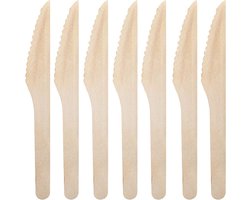 MATANA 200 Houten Messen (16,5 cm) Bestekset - Duurzaam, Biologisch Afbreekbaar, Eco/Milieubewuste Keuze voor Barbecues & Picknicks