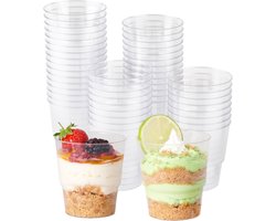 MATANA - 48 Cirkelvormig Herbruikbare Dessertbekers - 225ml - Transparant - Stevig