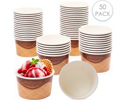 MATANA 50 Papieren Ijsbekers, 240 ml - Kegelontwerp - Sterk en Stevig Karton - Milieuvriendelijk en Praktisch