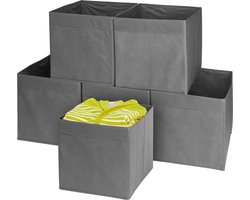 MATANA 6 Opvouwbare Kubus Opbergdozen voor Kleding, Speelgoed, Wasserij - Groot 33x33x37cm - Sterk & Duurzaam - Huis, Garderobe, Kinderkamer, Kantoororganisatie (Grijs)