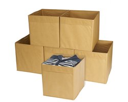 MATANA 6 Opvouwbare Kubus Opbergdozen voor Kleding, Speelgoed, Wasserij - Groot 33x33x37cm - Sterk & Duurzaam - Huis, Garderobe, Kinderkamer, Kantoororganisatie (Kaki)