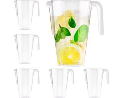 Matana – 6 Plastic Kannen, 1,5L – Doorzichtig – Herbruikbaar & Stevig – Voor Water, Sap, Cocktails & Bier – Voor Verjaardagen & Bruiloften