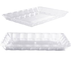 Matana – 6 Rechthoekige Dienbladen, 32x24cm – Hard Plastic, Transparant – Herbruikbaar & Stevig – Voor Buffet, Bruiloften & Kerstmis