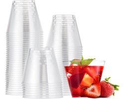 MATANA 60 Doorzichtige Plastic Bekers (255ml) voor Bruiloften, Verjaardagen, Kerst & Feesten - Drankjes, Desserts, Champagnes - Stevig & Herbruikbaar