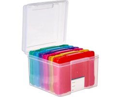 Matana – Foto Opbergdoos & Knutsel Organizer, 12,7x17,7cm – 6 Compartimenten met Labels – Meerkleurig