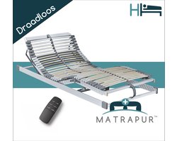 MATARPUR | 42-lats elektrisch verstelbare lattenbodem met draadloze afstandsbediening 90x200