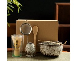 Matcha set, Matcha maken, Matcha set met accessoires, inclusief Matcha-kom, bamboegarde, lepel en mixerset, Matcha maken, Matcha koffie, Thee