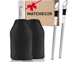 MATCHDEER Wijnkoelerset 4-Pack - Flessenkoeler - Wijnkoeler - Wijnkoeler stick - Tot wel 4 uur Koelend - Cadeautip - Hoogwaardig Gel