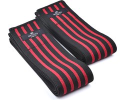 Matchu Sports - Kniebandage - Knee wraps - 2 stuks - Zwart - Rood -