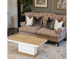 Matera Lux Uitschuifbare en Verstelbare Salontafel Eiken | Stijlvolle Houten Salontafel | L 120-170 x B 70 x H 55-65 cm