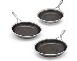 Matero 3-delige pannenset - PFAS vrije Koekenpannen - Non-stick & krasbestendige - Pannenset Inductie, Keramisch, Elektrisch, Oven - Ø 20/24/28 cm - Oven & vaatwasserbestendig