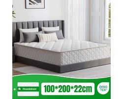 Matras 100x200 - matras 22cm dik - 7 zones - pocketvering matras - Orthopedisch - OEKO-TEX Gecertificeerd - 9 Lagen Hoogwaardige Materialen - Anti-Allergische - Eenpersoonsmatrassen - medium - Voor Kinderen en Volwassenen
