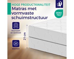 Matras 120 x 200 cm - Hoogte 21cm - Pocketvering matras met 7 zones - Ergonomisch - Stevig - Eenpersoons