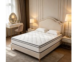 Matras 140x190cm, hoogte 25cm, pocketveringmatras met comfortschuim, boxspringmatras voor volwassenen, gemiddelde hardheid (zonder bedframe)