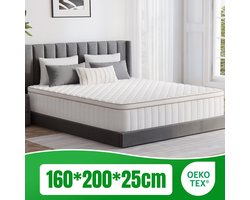 Matras 160x200 - matras 25cm dik - 7 zones - pocketvering matras - Orthopedisch - OEKO-TEX Gecertificeerd - 9 Lagen Hoogwaardige Materialen - Anti-Allergische - Tweepersoonsmatrassen - medium - Voor Kinderen en Volwassenen