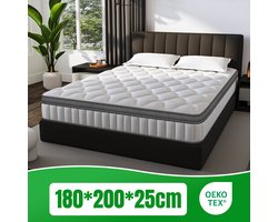 Matras 180x200 - matras 25cm dik - 7 zones - pocketvering matras - Orthopedisch - OEKO-TEX Gecertificeerd - 10 Lagen Hoogwaardige Materialen - Anti-Allergische - Tweepersoonsmatrassen - medium - Voor Kinderen en Volwassenen