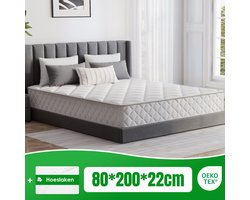 Matras 80x200 - matras 22cm dik - 7 zones - pocketvering matras - Orthopedisch - OEKO-TEX Gecertificeerd - 9 Lagen Hoogwaardige Materialen - Anti-Allergische - Eenpersoonsmatrassen - medium - Voor Kinderen en Volwassenen