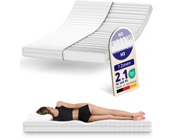 Matras - 90x190 - 7 zones - koudschuim - premium tijk - Allergievriendelijk - 15 cm hoog – Stevig