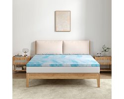 Matras Topper - Bed Verbeteraar - Betere Slaap - Gel Geïnfuseerd Schuim - 2 Inch Hoog - Blauw