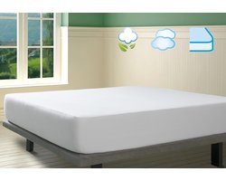 Matrasbeschermer van katoen, fleece, met Sanfor-behandeling, krimpvrij, 90 x 190 cm, wit