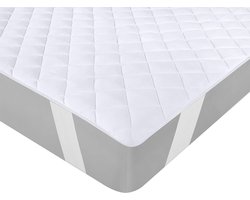 Matrasbeschermer wit 160x200cm elastische hoekbanden rekbaar tot 30 cm - gewatteerde matrasbeschermer Matteress Cover