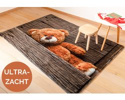 Mats & Joy® Teddy Beer Vloerkleed Kinderkamer 110x170cm - Fluweelzacht - Anti-slip - Wasbaar - Tapijt Kinderkamer – Babykamer Accessoires – Vloerkleed Babykamer – Tapijt Kinderen – Speelmat voor Jongens en Meisjes