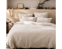 Matt & Rose Dekbedovertrek Naturel - 240 x 220 + (2x) 65 x 65 - Mousseline Katoen