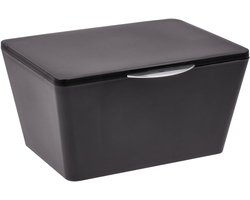 Matte opbergdoos voor badkamer - decoratieve mand van breukvast kunststof, zwart, 19 x 10 x 14,5 cm