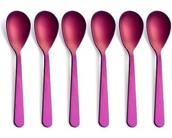 Matte paarse Demitasse Espresso Lepels, RVS Satijn Afwerking Koffie Lepels, Mini Theelepels, Suiker Lepels, 4,7 inch, Set van 6