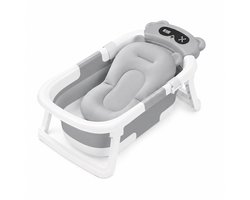 MATTI® - Baby Bad - Opvouwbaar Babybad - Baby Badset - Babybadje - Incl. Kussentje en Thermometer - Grijs