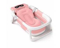 MATTI® - Baby Bad - Opvouwbaar Babybad - Baby Badset - Babybadje - Incl. Kussentje en Thermometer - Roze
