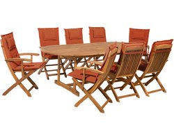 MAUI - Tuinset voor 8 - Lichte houtkleur/Terracotta - Acaciahout