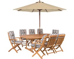 MAUI - Tuinset voor 8 met parasol - Donkerblauw - Acaciahout