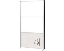MAULconnecto scheidingswand 100 x 182 cm - akoestisch - standvoet- zilver - 1 stuk - MAUL