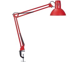 MAULstudy Bureaulamp - LED - Metaal - Rood - Tafellamp met Klem - E27 Fitting