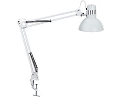 MAULstudy Bureaulamp - Metaal - Wit - E27 Fitting - Tafellamp met Klem