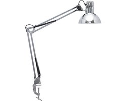 MAULstudy Bureaulamp - Metaal - Zilver - E27 Fitting - Kantelbare Arm - Tafellamp