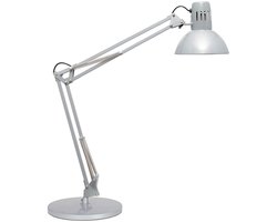 MAULstudy Bureaulamp - Metaal - Zilver - E27 Fitting - Kantelbare Arm - Tafellamp