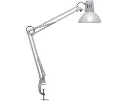 MAULstudy Bureaulamp - Metaal - Zilver - E27 Fitting - Tafellamp met Klem - Zonder Lichtbron