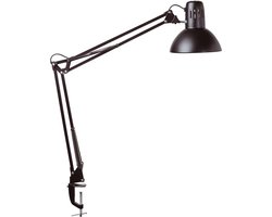 MAULstudy Bureaulamp - Metaal - Zwart - E27 Fitting - Verstelbare Arm - Tafellamp met Klem