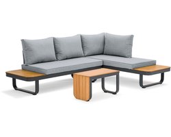 Maura Loungeset - Tuinset - 3 Delig - 4 Zitplaatsen - Aluminium Frame - Antraciet