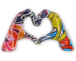 Mauropet® - KERST KADO - Love Sign Hands - Graffiti - Street/Pop Art - Beeld Sculptuur - Hartje hand - Polyresin - UNIEK!