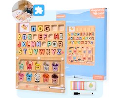 Mauzek® Magnetisch Doolhof Letters en Kleuren – Montessori speelgoed – Houten speelgoed – Sensorisch speelgoed – Alfabet – Activiteitenbord – Leren Lezen – Peuter – Letters – Voor in de auto – Jongens – Meisjes – 3 jaar – 4 jaar – 5 jaar – 6 jaar