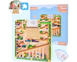 Mauzek® Magnetisch Doolhof – Montessori speelgoed – Houten speelgoed – Magneet spel – Sensorisch – Activiteitenbord – Magnetisch speelgoed – Peuter Speelgoed – Voor in de auto – Voor onderweg – Jongens – Meisjes – 3 jaar – 4 jaar – 5 jaar – 6 jaar