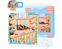 Mauzek® Magnetisch Doolhof – Montessori speelgoed – Houten Speelgoed – Magneet spel – Sensorisch Speelgoed – Activiteitenbord – Magnetisch – Peuter Speelgoed – Voor in de auto – Voor onderweg – Jongens – Meisjes – 3 jaar – 4 jaar – 5 jaar – 6 jaar