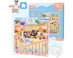 Mauzek® Magnetisch Doolhof Zee – Montessori speelgoed – Houten speelgoed – Magneetspel – Sensorisch – Activiteitenbord – Magnetisch – Peuter speelgoed – Voor in de auto – Speelgoed voor onderweg – Jongens – Meisjes – 3 jaar – 4 jaar – 5 jaar – 6 jaar