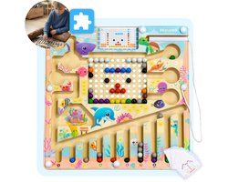 Mauzek® Magnetisch Doolhof Zee – Montessori speelgoed – Houten speelgoed – Magneetspel – Sensorisch – Reisspeelgoed – Magnetisch – Peuter speelgoed – Voor in de auto – Speelgoed voor onderweg – Jongens – Meisjes – 3 jaar – 4 jaar – 5 jaar – 6 jaar