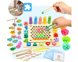 Mauzek® Montessori Bord – Montessori speelgoed – Cijfers, Balletjes, Vormen, Visspel – Magneet spel – Houten speelgoed – Sensorisch speelgoed – Sorteerspel – Activiteitenbord – Peuter speelgoed – Jongens – Meisjes – 3 jaar – 4 jaar – 5 jaar – 6 jaar