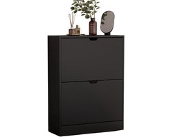 mavoa® Schoenenkast met spiegel - Halmeubel - Schoenrek - Zwart