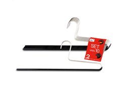 MAWA Broekhangers - Set van 10 - Ruimtebesparende Kledinghangers met Twee Steunen - Perfect voor Jeans, Stoffen Broeken en Pantalons - Hoogwaardige Antislip-Coating - 35 cm, Zwart